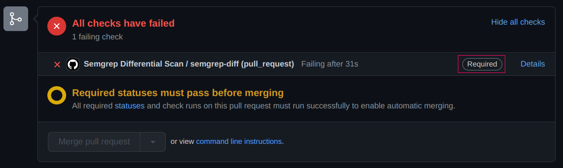 Pull Request Failed